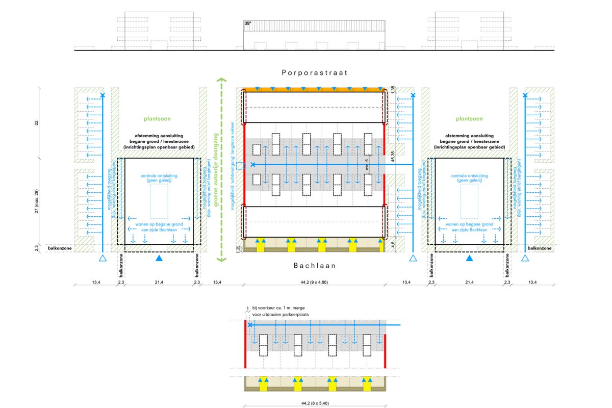 De Nijl Architecten - Verkavelingsplan woningbouw Bachlaan